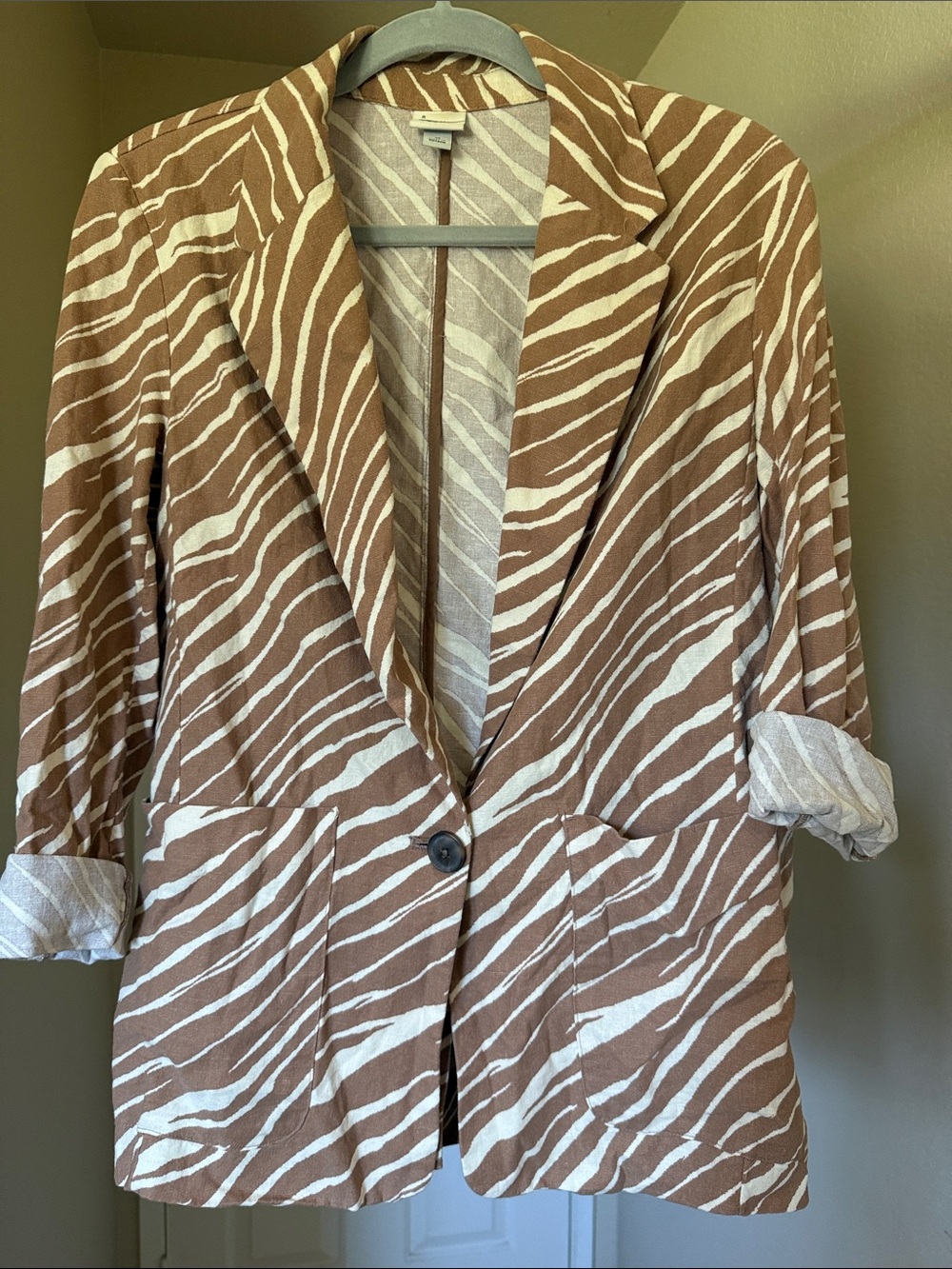 a new day Brown & White Zebra-Print Blazer
